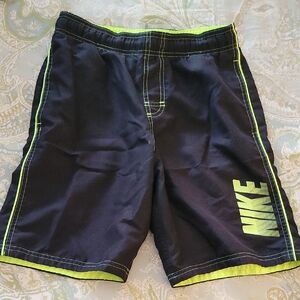 NIKE Black and Neon Green Swim Trunks